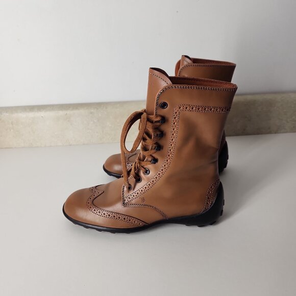 Tod's brown leather lace-up ankle boots brogue detailing womens 36 EU / 6 US - Picture 8 of 15